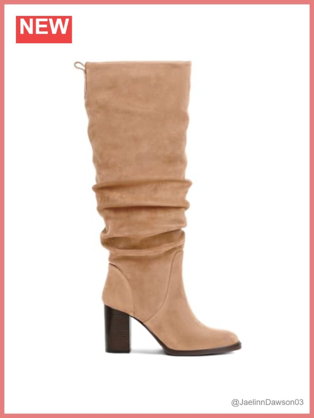 Faux Suede Knee High Boots Slouchy Chunky Heel Women Fall Winter